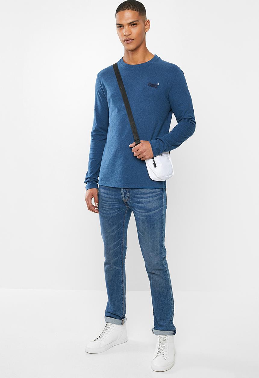 Superdry. - Orange label vintage embroidery top - blue