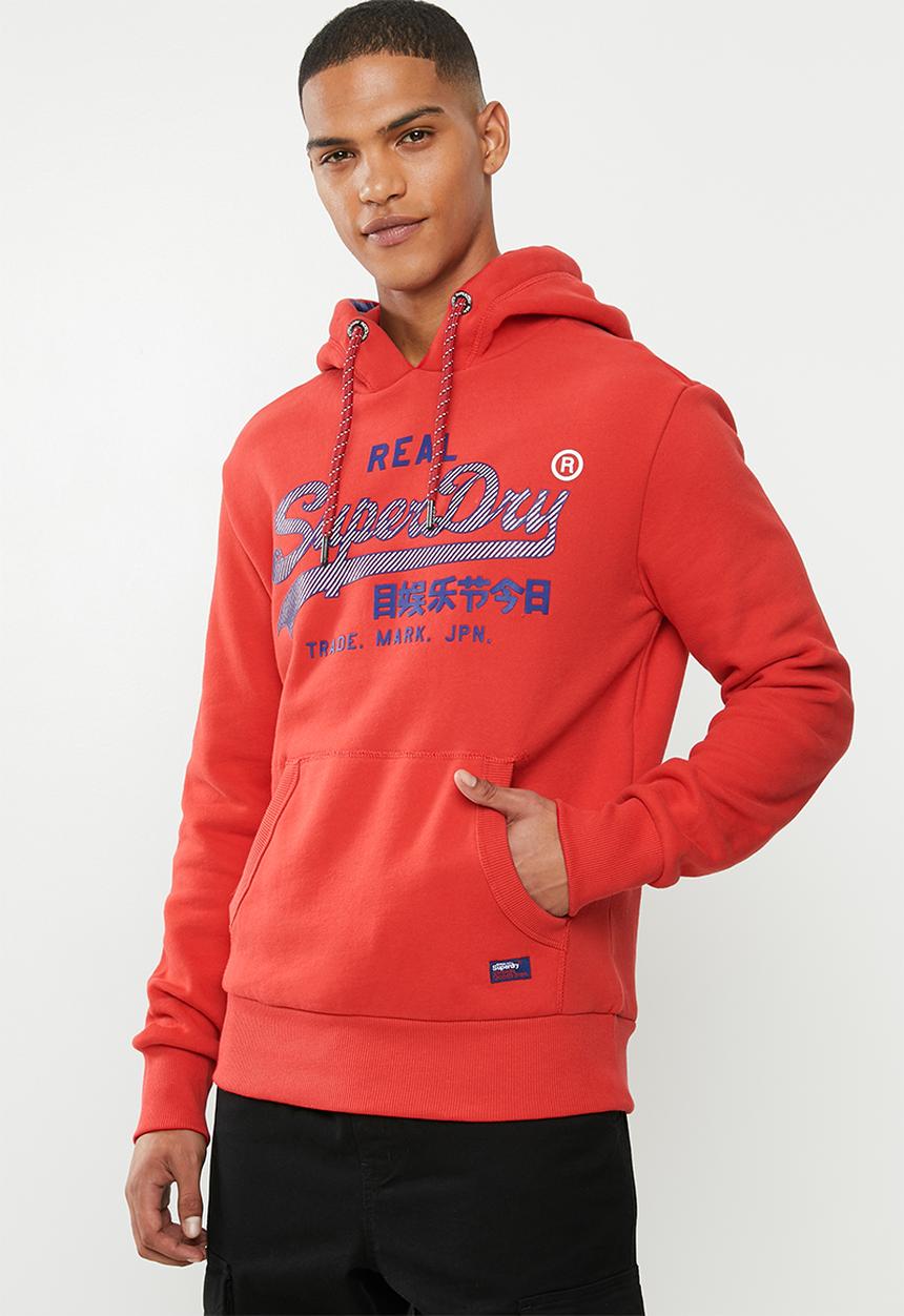 Superdry. - Vintage logo racer hoodie - red