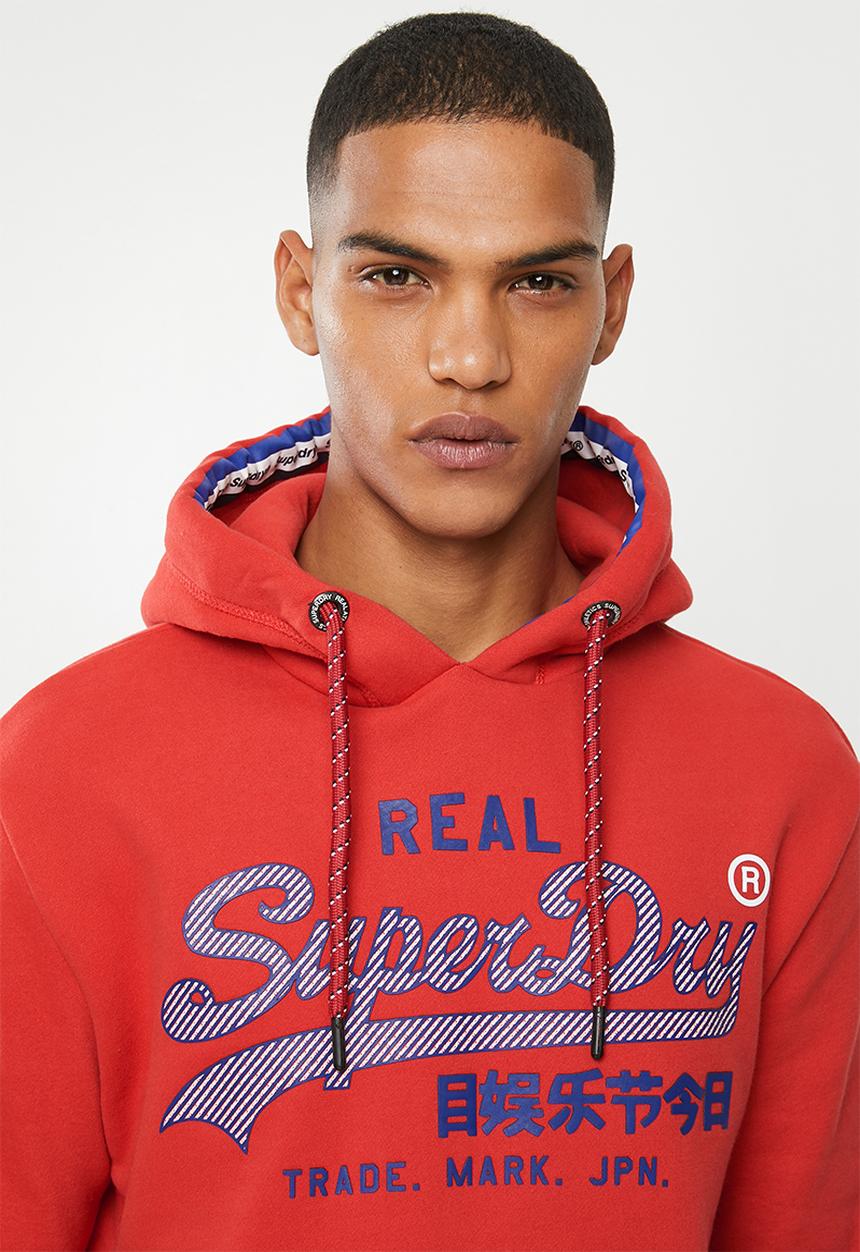 Superdry. - Vintage logo racer hoodie - red