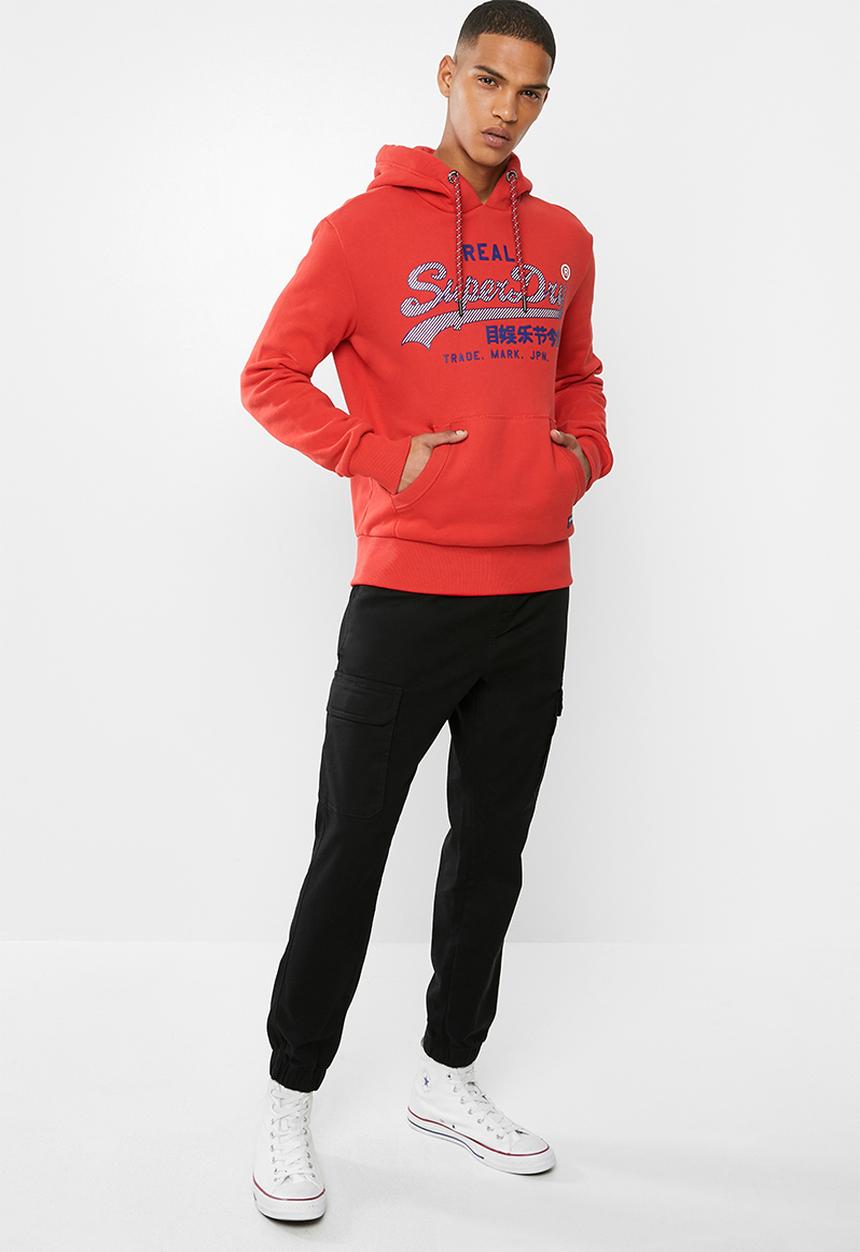 Superdry. - Vintage logo racer hoodie - red