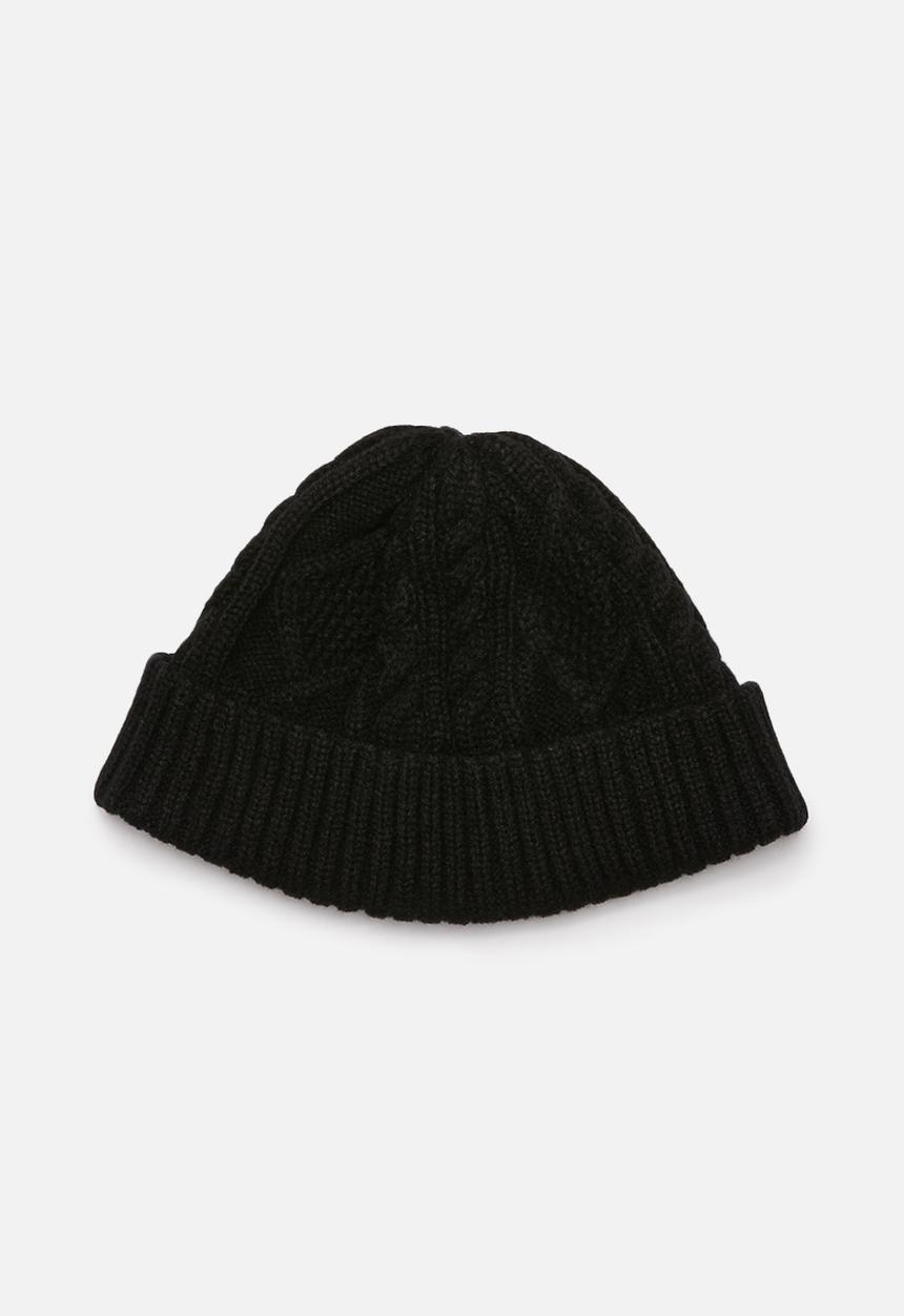 Superbalist - Cable knit fisherman beanie - black