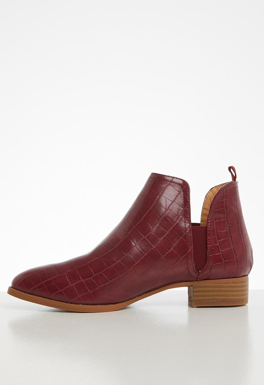Jada - Croc detail ankle boot - burgundy