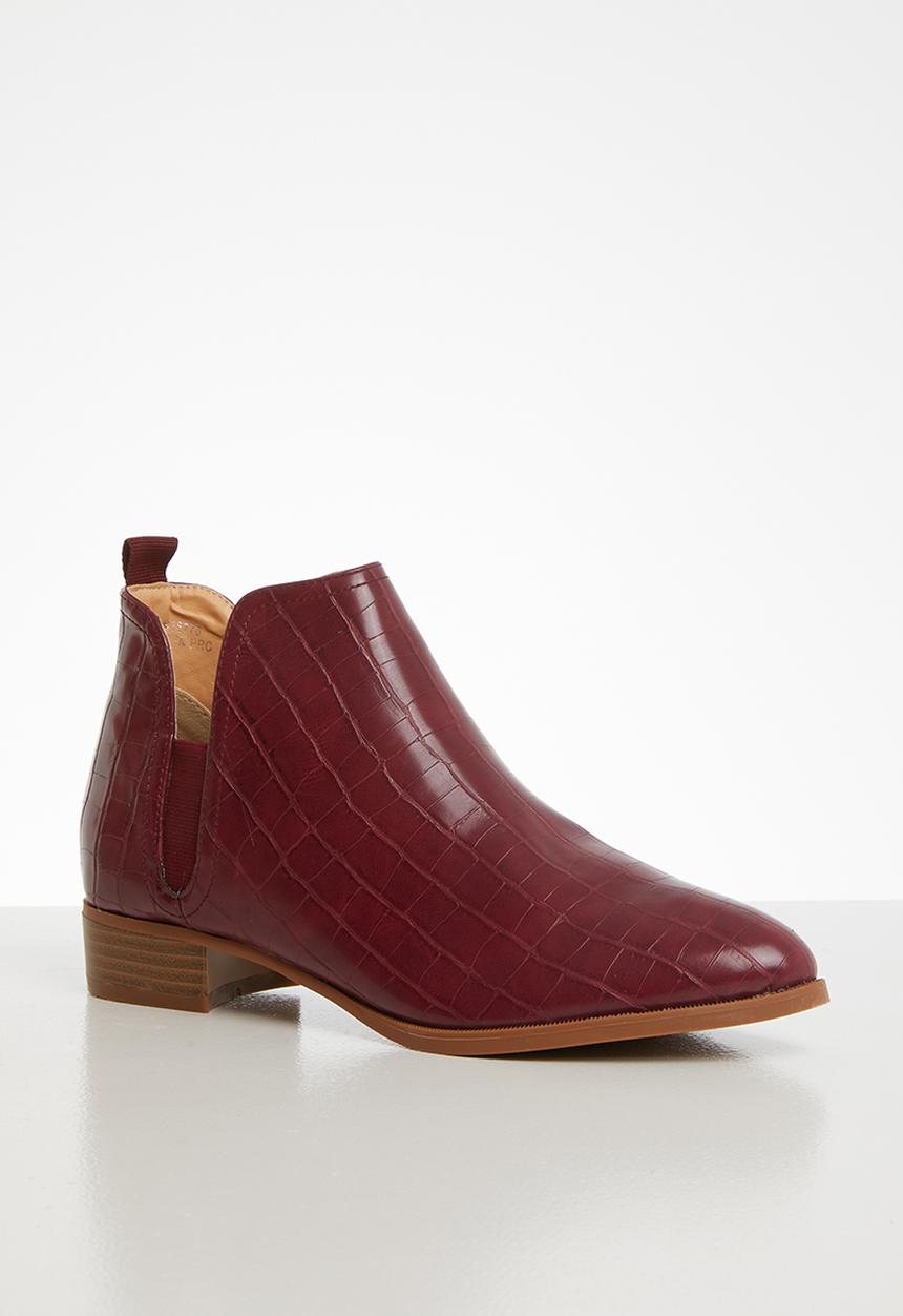 Jada - Croc detail ankle boot - burgundy