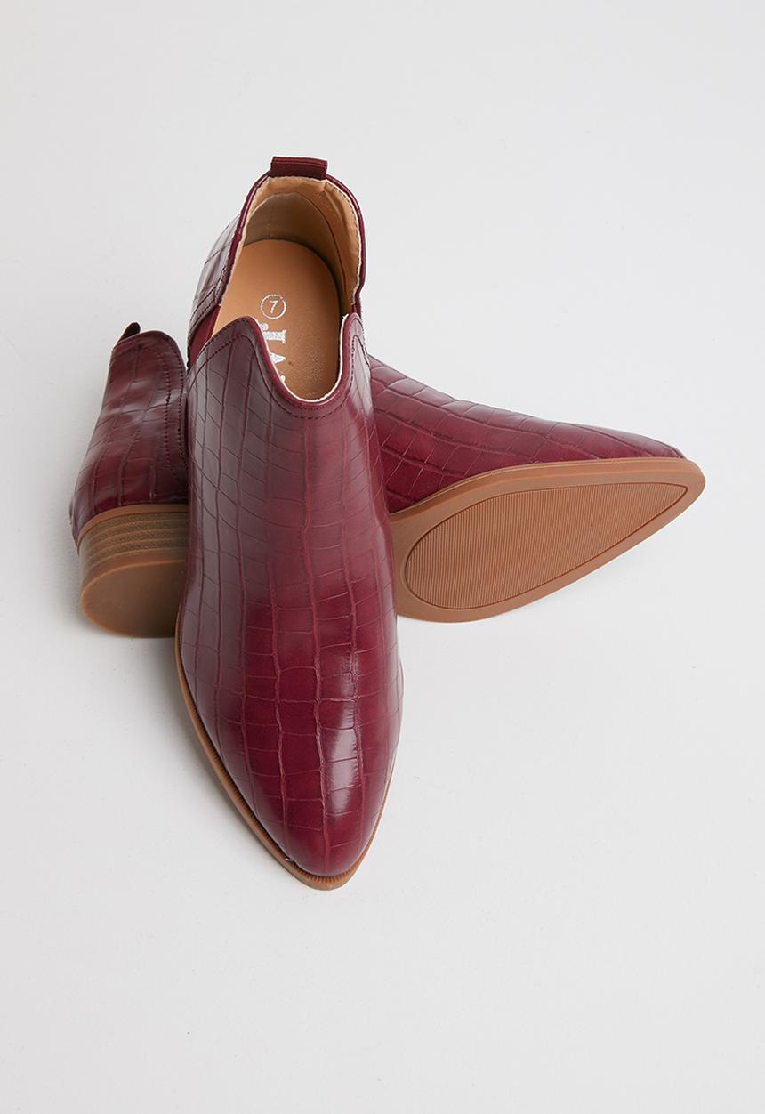 Jada - Croc detail ankle boot - burgundy