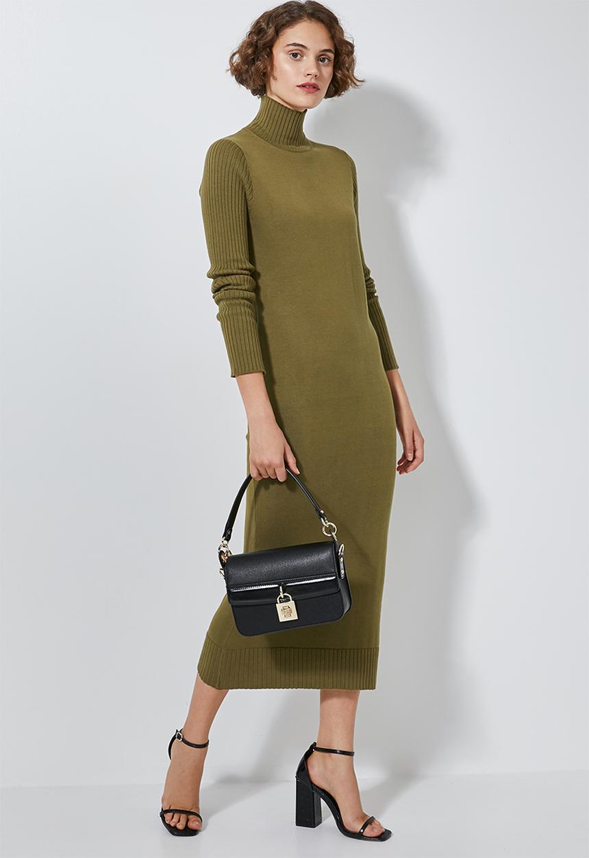 Superbalist - Organic cotton knitwear dress - olive