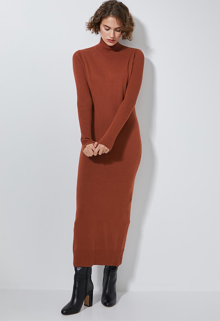 Superbalist - Organic cotton knitwear dress - rust
