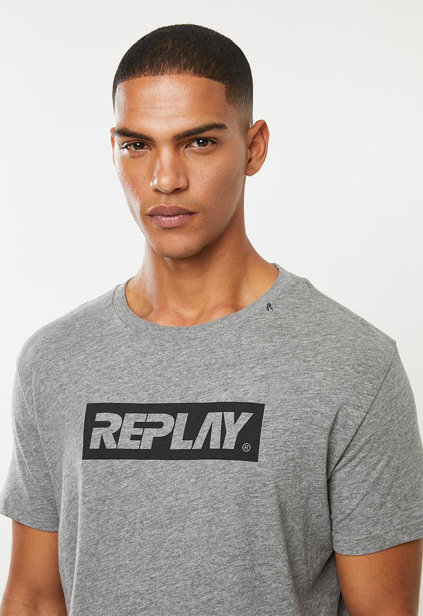 Replay - Center logo chest tee - grey