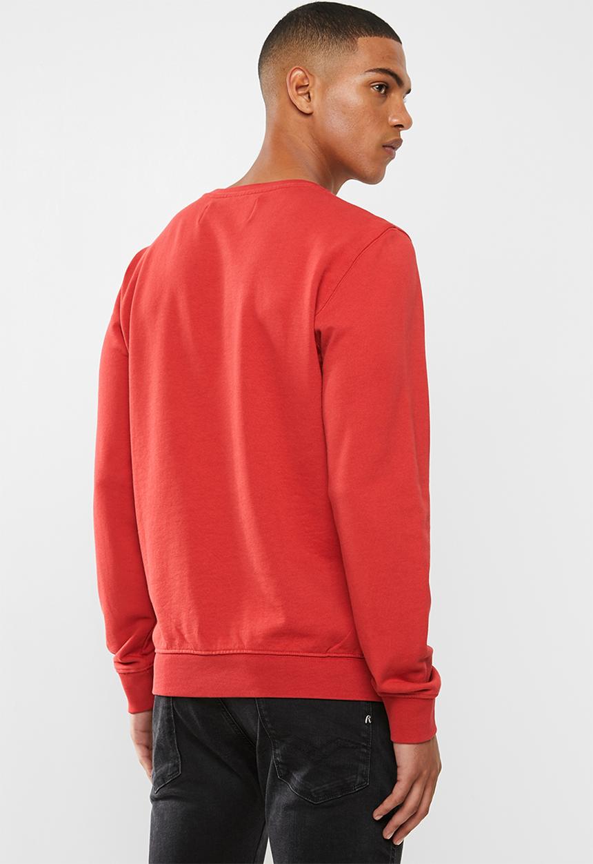Replay - Replay flames crew sweat - red