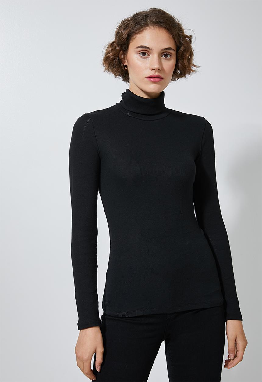 Superbalist - 2 Pack stretch rib poloneck tees - black & brown