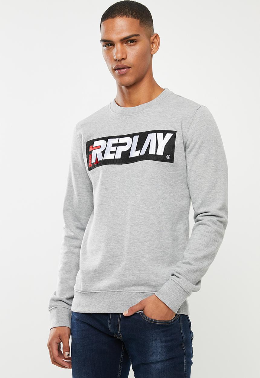 Replay - Center chest logo crew sweat - grey 