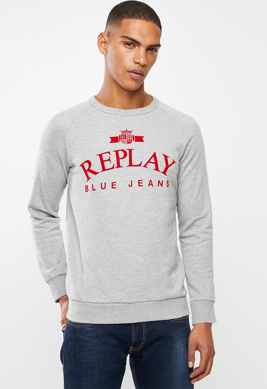 Replay - Replay label crew sweat - grey