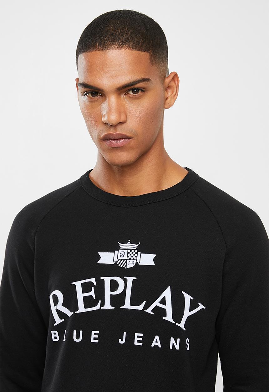 Replay - Replay label crew sweat - black