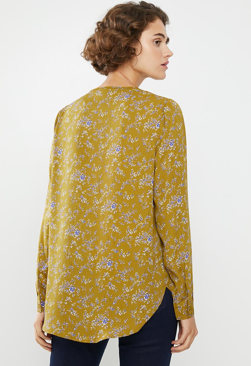 Jacqueline de Yong - Zoey v-neck blouse - yellow & purple 