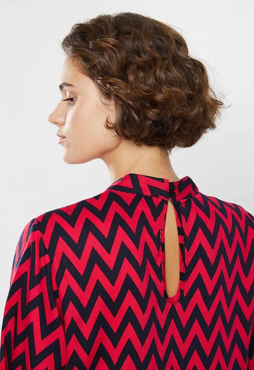 Jacqueline de Yong - Stella long sleeve top - red & black 
