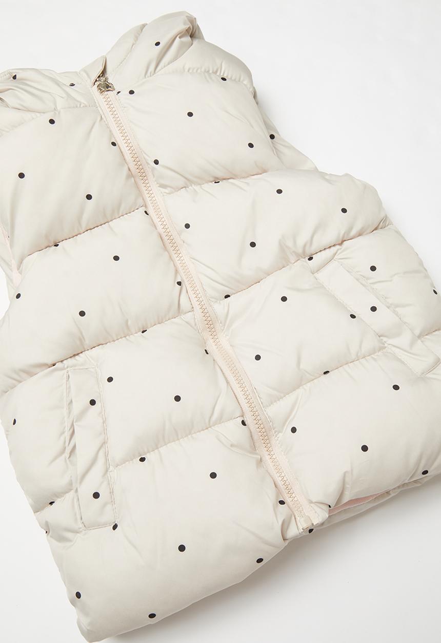 Pop Candy - Polka dot puffer vest - neutral 