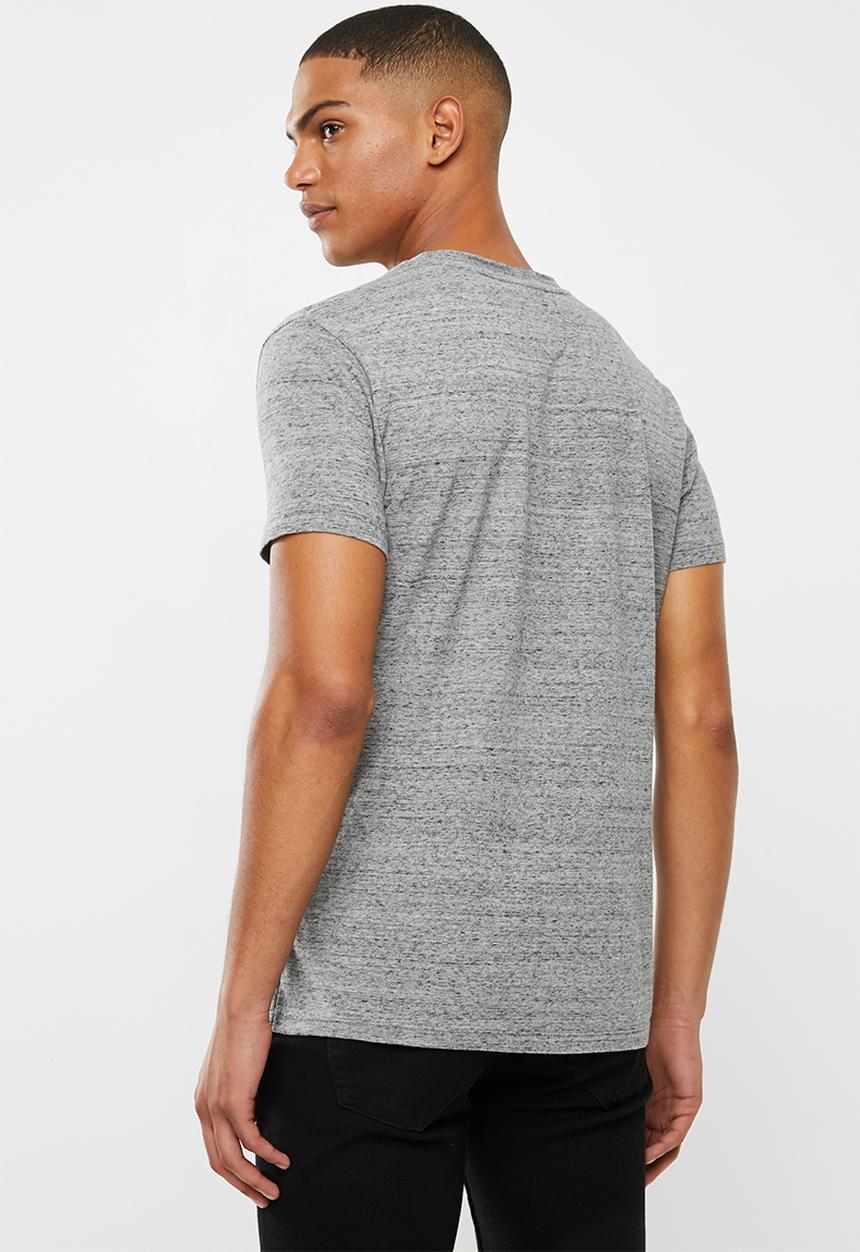 Superdry. - Orange label vintage V-neck tee - grey