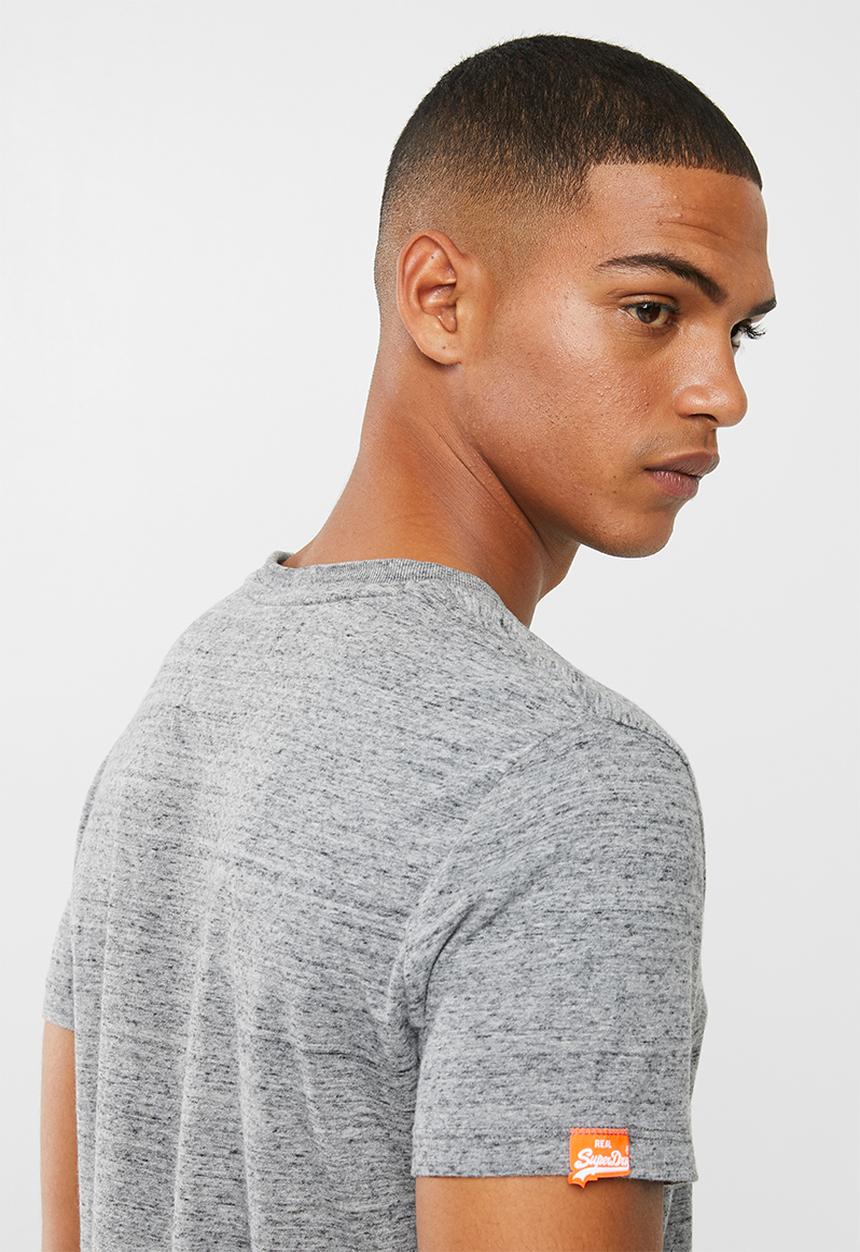 Superdry. - Orange label vintage V-neck tee - grey