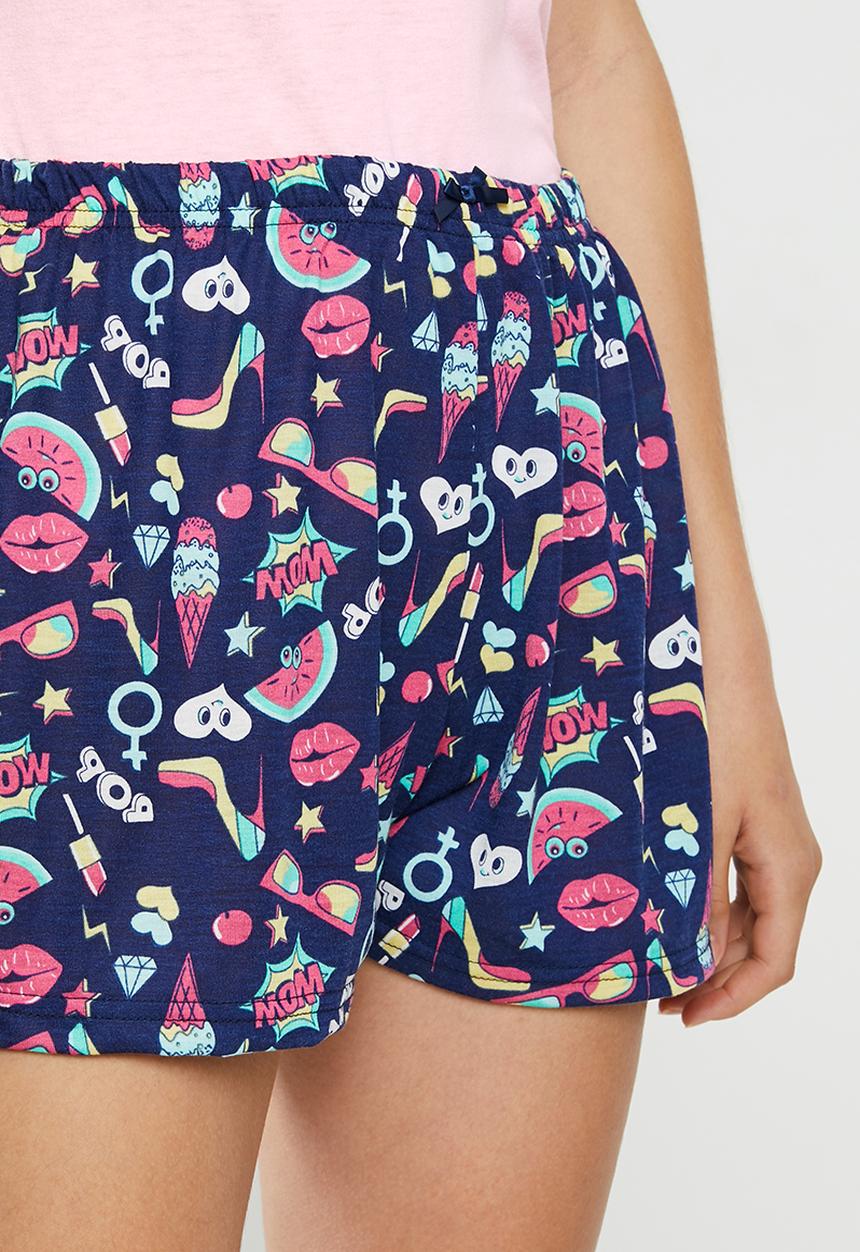 c(inch) - Tee and shorts set - pink & navy 