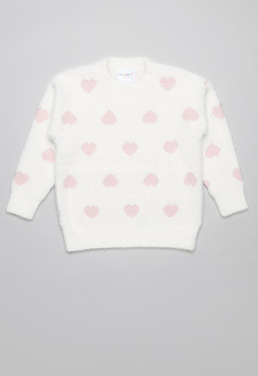 Rebel Republic - Girls heart print jersey - white & pink 