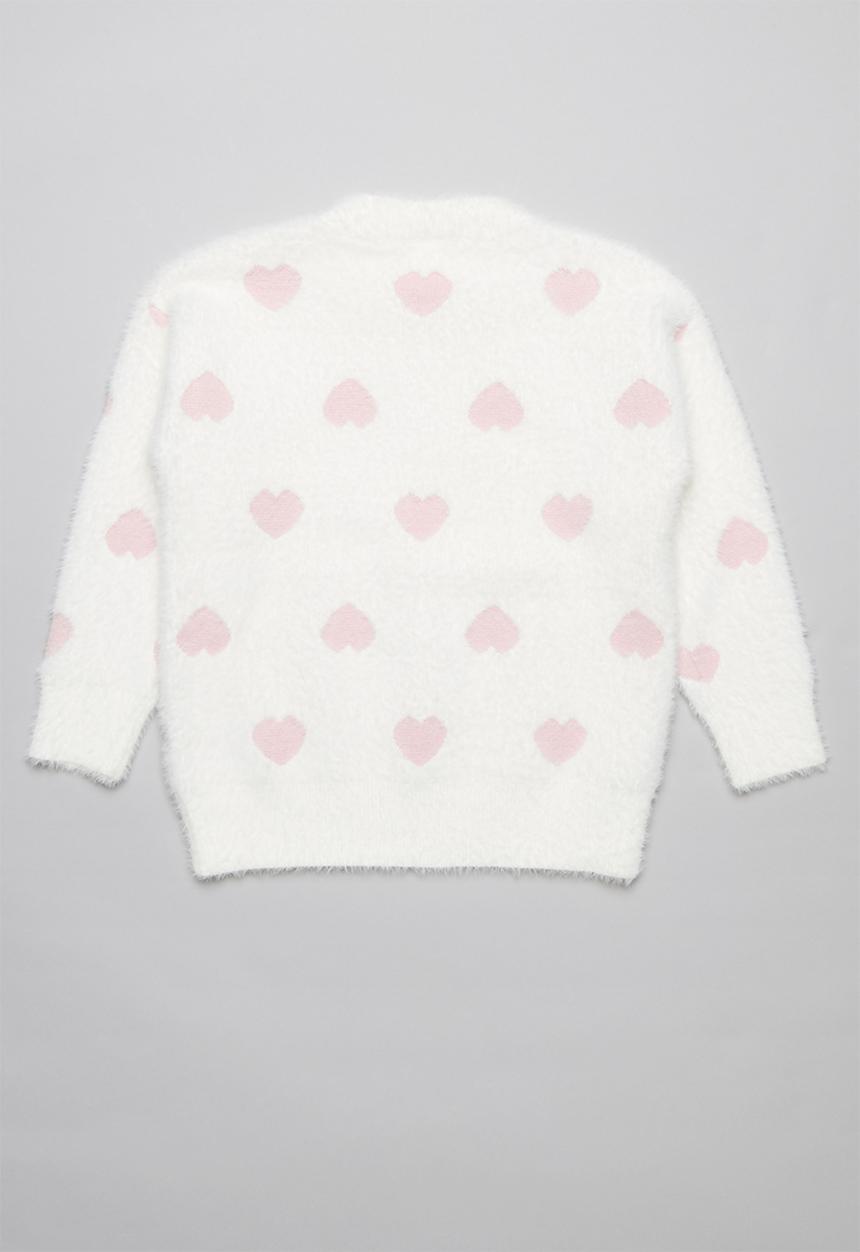 Rebel Republic - Girls heart print jersey - white & pink 