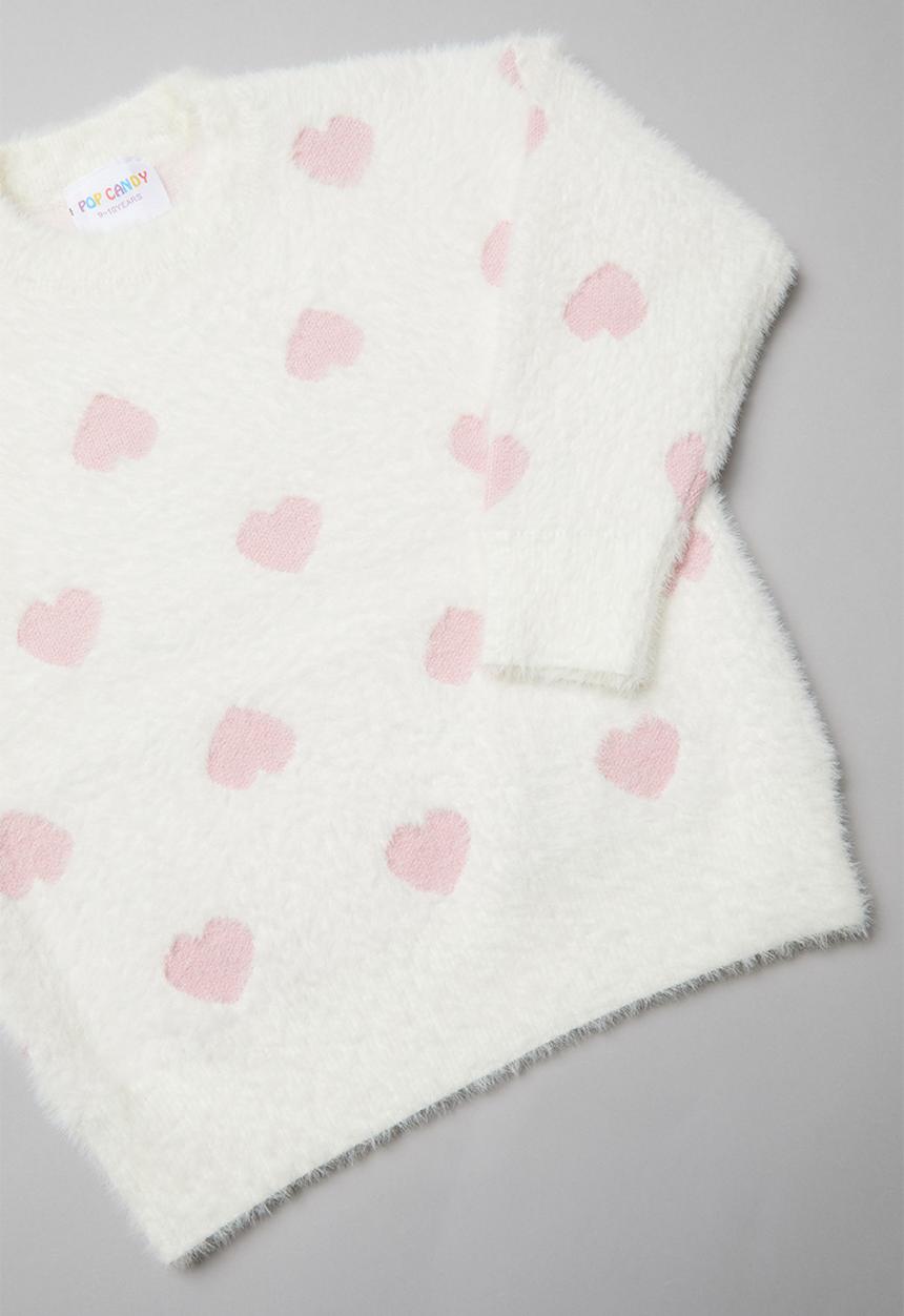 Rebel Republic - Girls heart print jersey - white & pink 