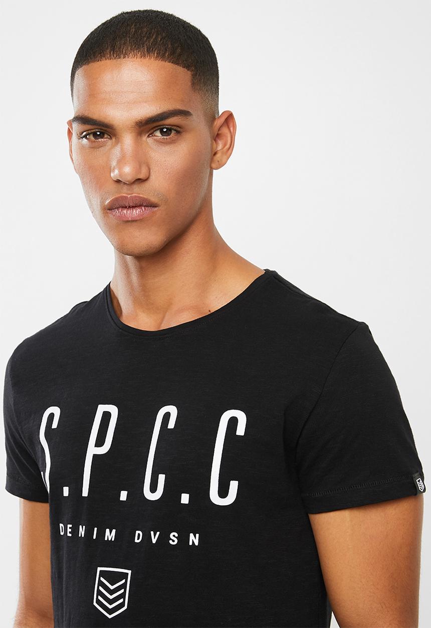 S.P.C.C - Hudson straight hem logo tee - black