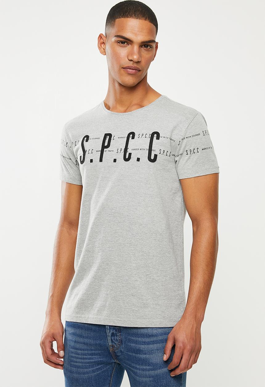 S.P.C.C - Elias printed applique tee - grey melange