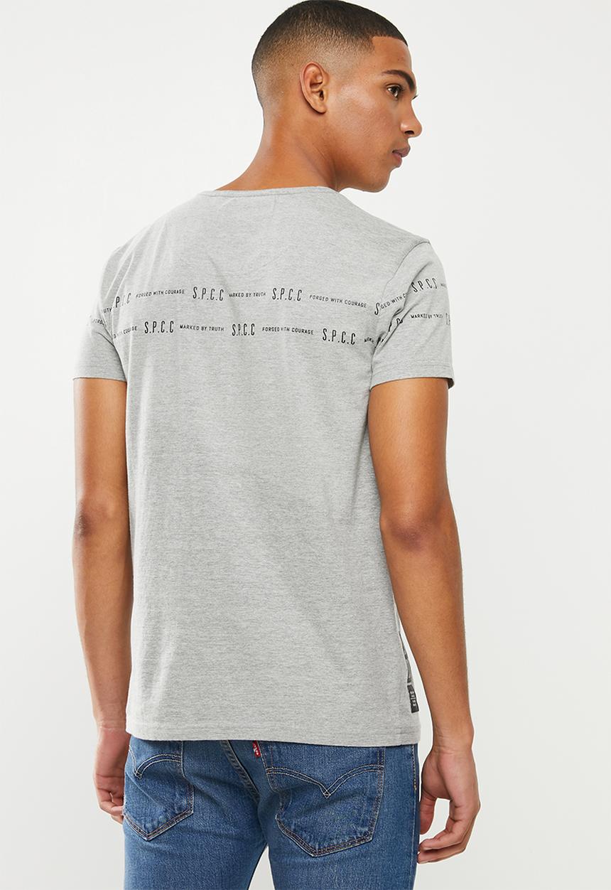 S.P.C.C - Elias printed applique tee - grey melange