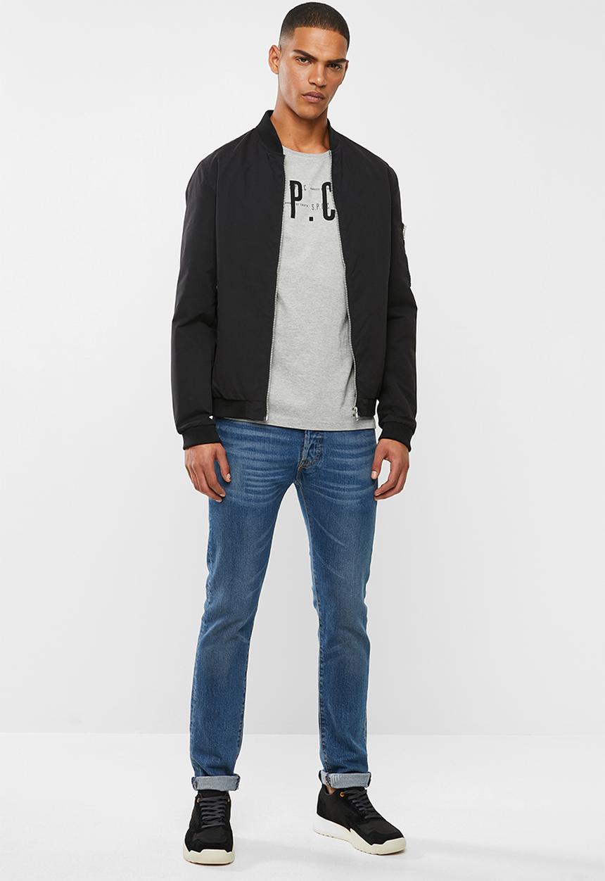S.P.C.C - Elias printed applique tee - grey melange