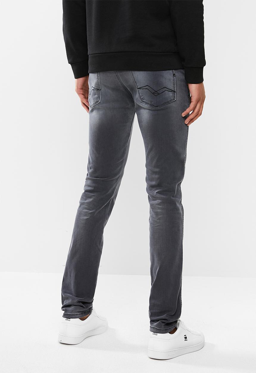 Replay - Slim hyperflex washed grey jeans - grey