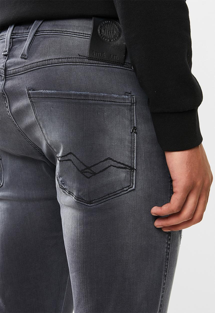 Replay - Slim hyperflex washed grey jeans - grey