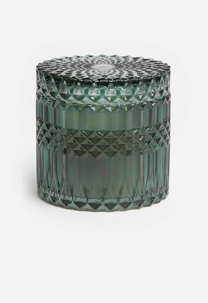 H&S - Glass facet candle - green
