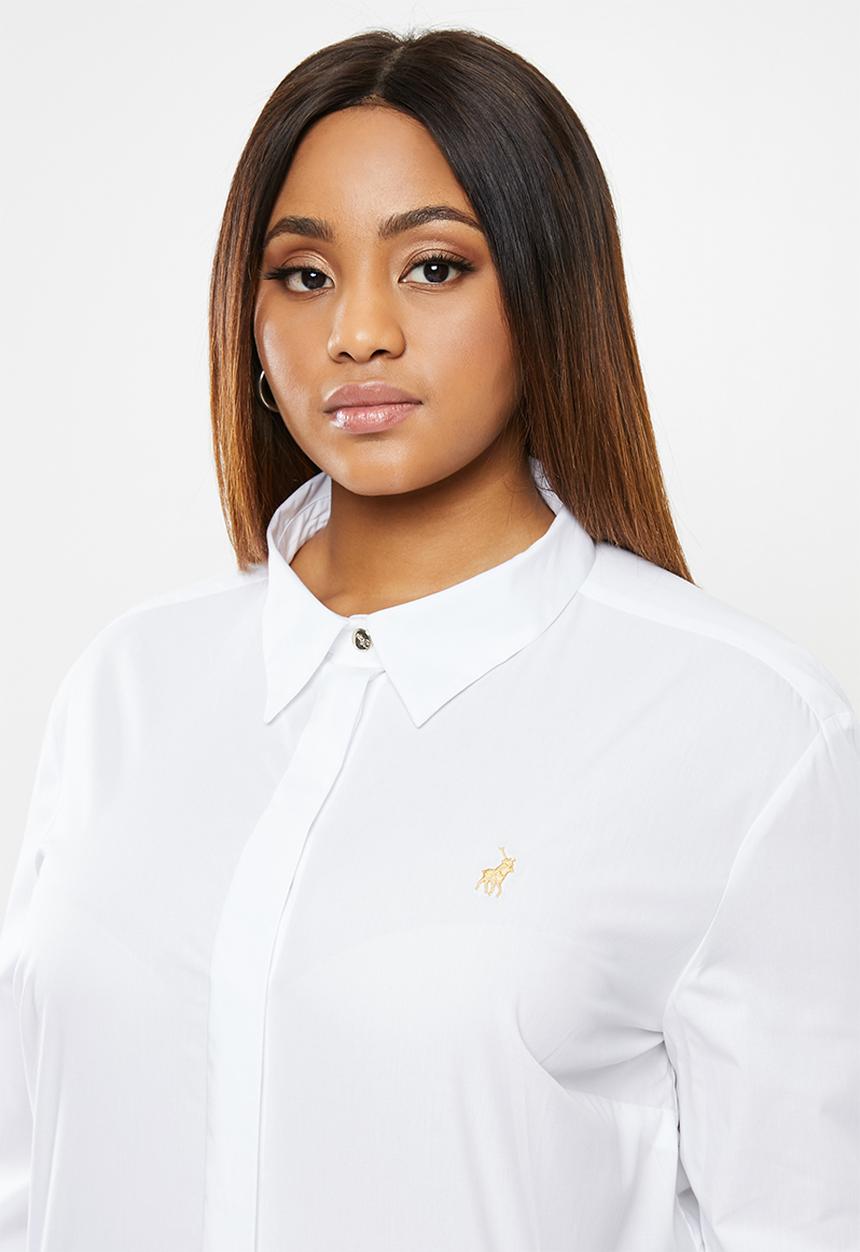 POLO - Plus Arabelle concealed front shirt - white