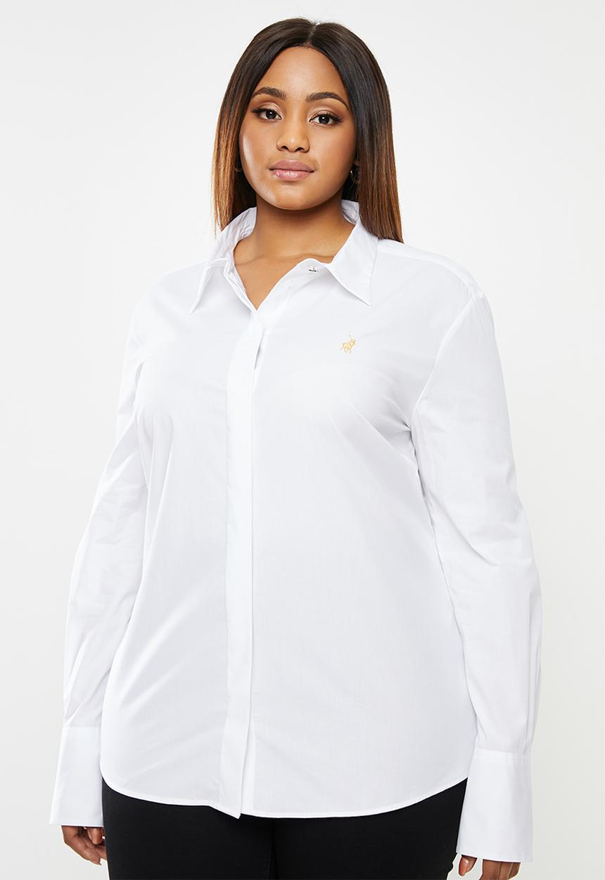POLO - Plus Arabelle concealed front shirt - white