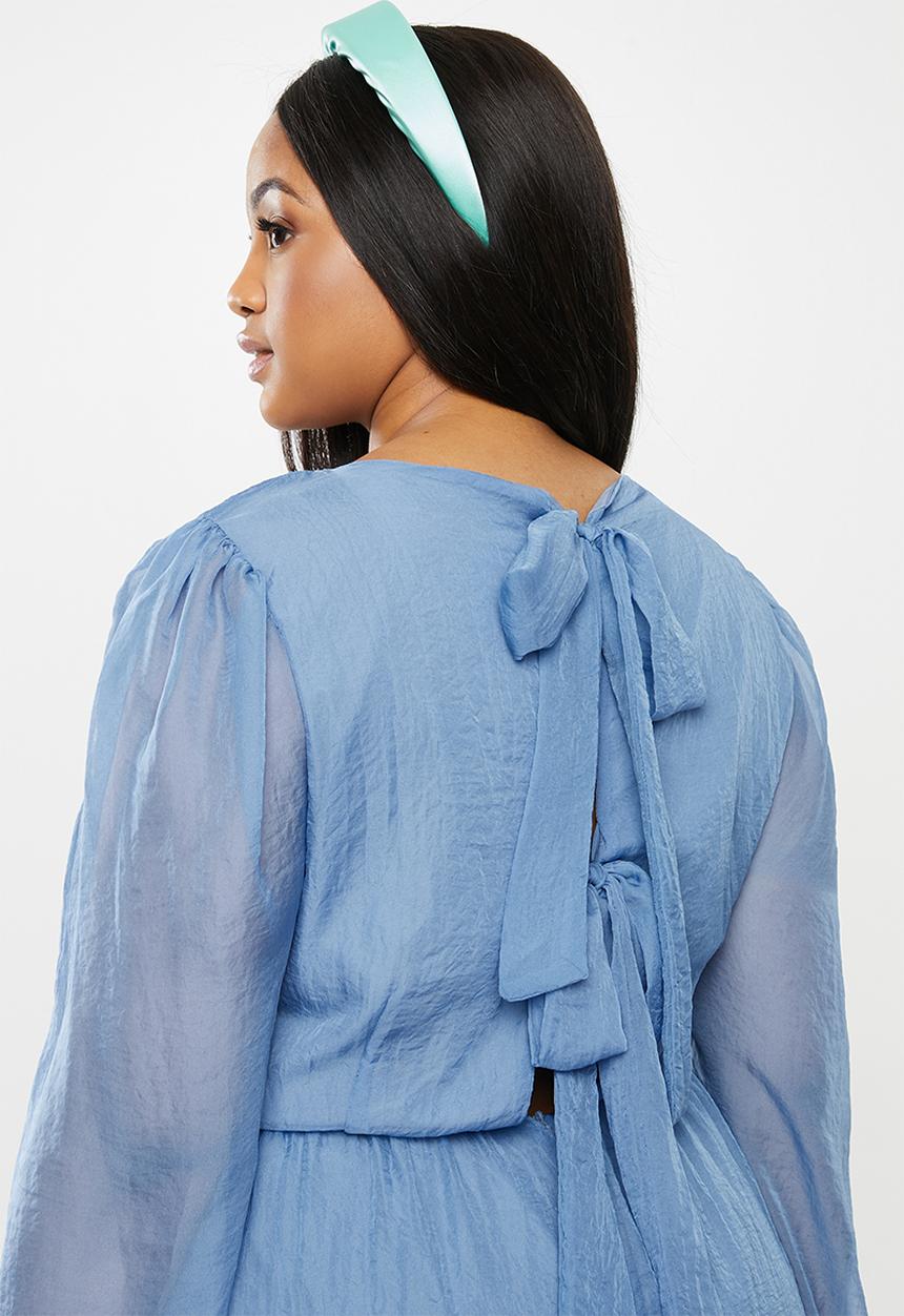 Glamorous - Plus sheer sleeve tiered - blue