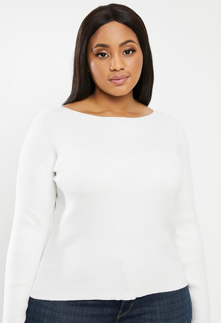 Glamorous - Plus high neck jumper - off white