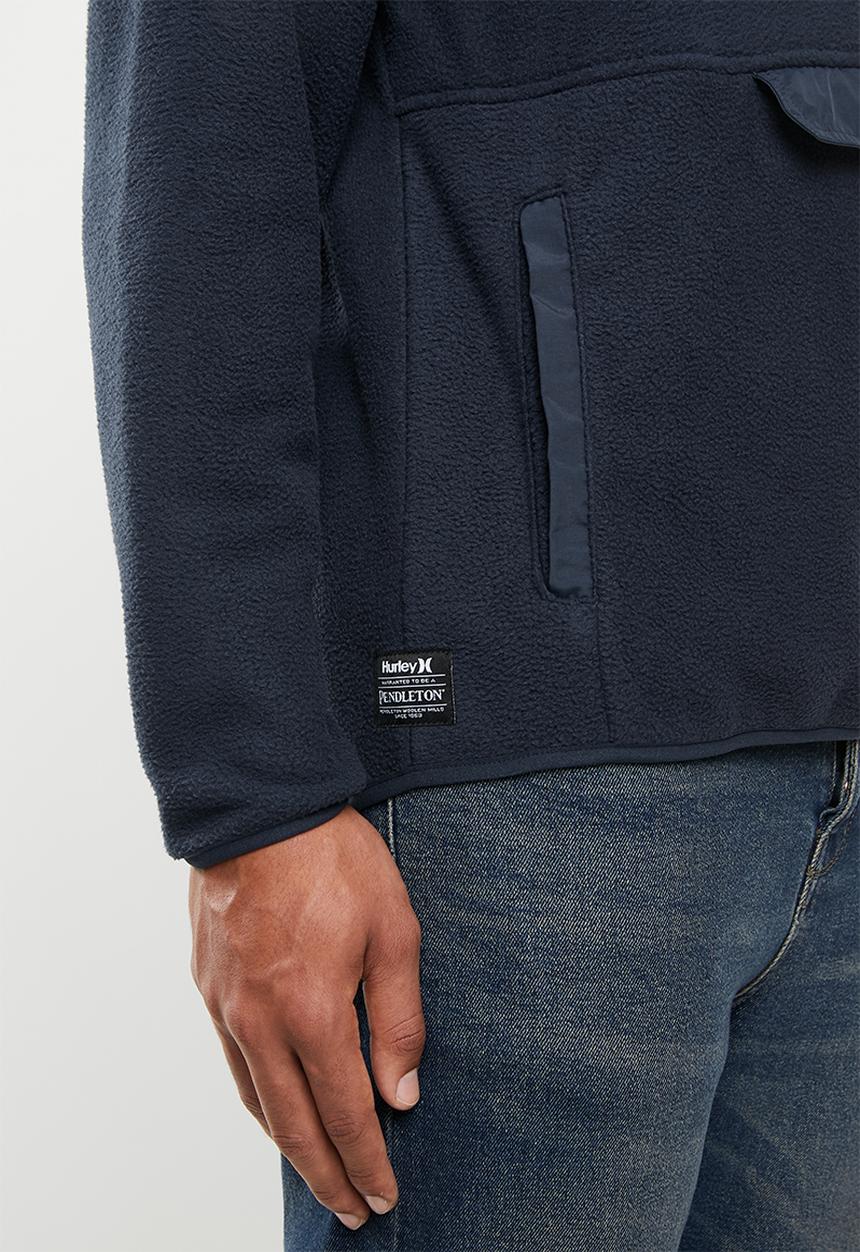 Hurley - Pendleton sherpa quarter zip sweatshirt - navy