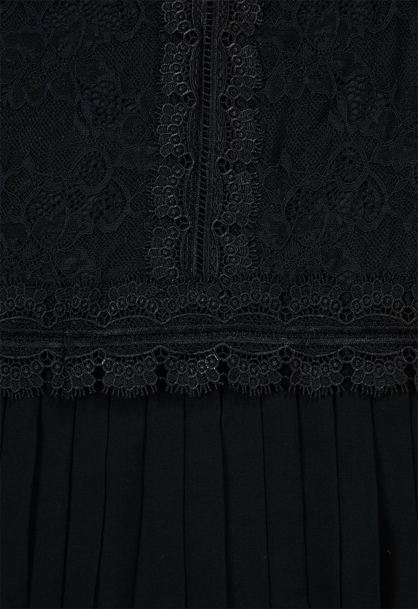 MILLA - Lace pleated dress - black