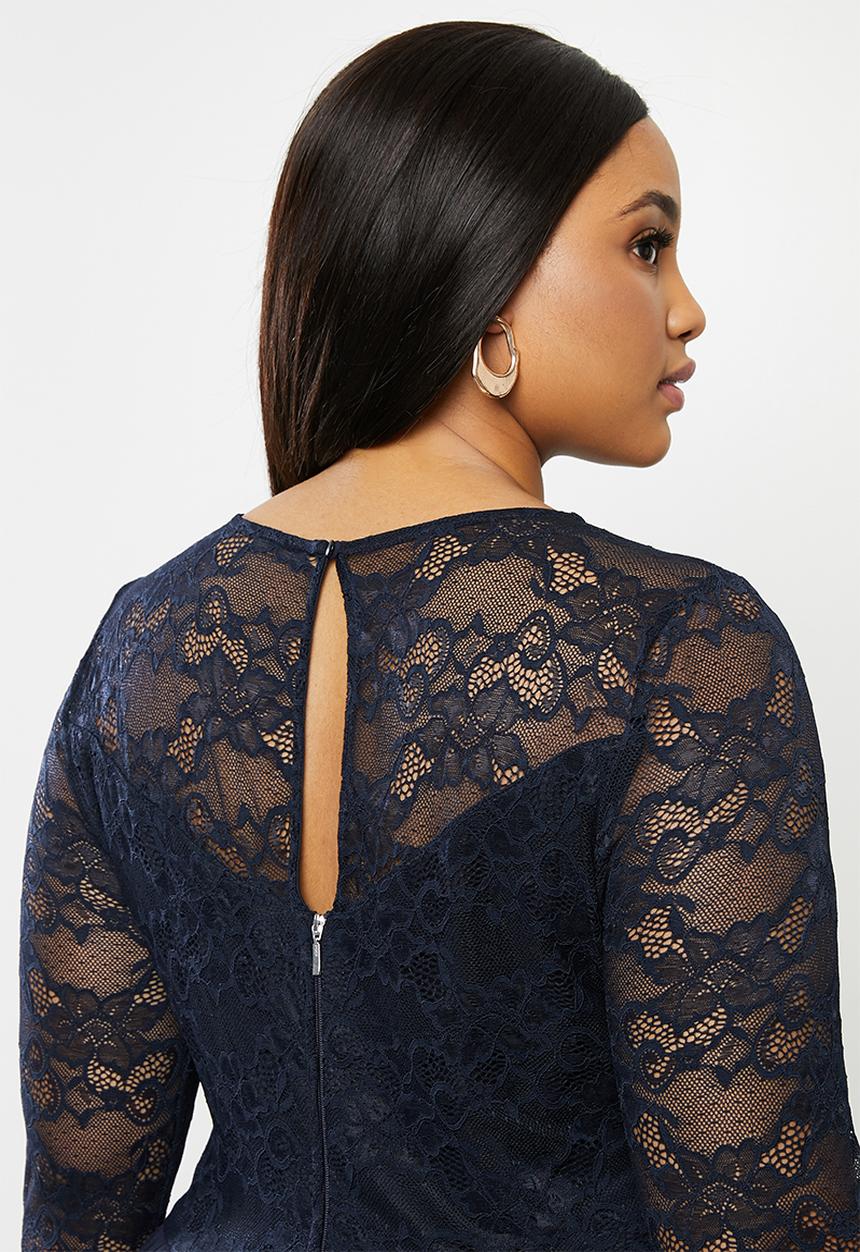 MILLA - Lace pleated dress - navy