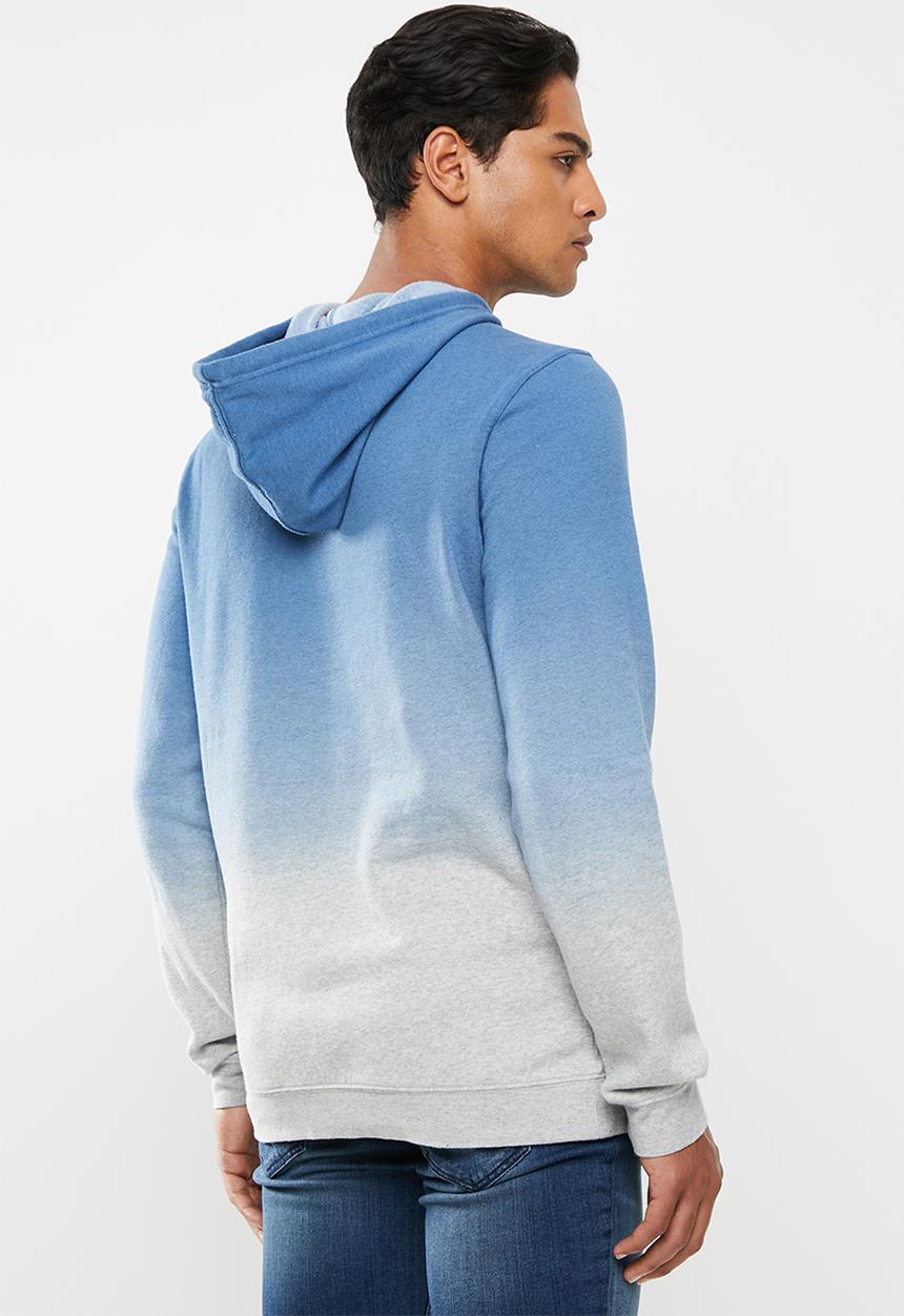 Hurley - Dipdye one & only blocked hoodie - blue & grey 