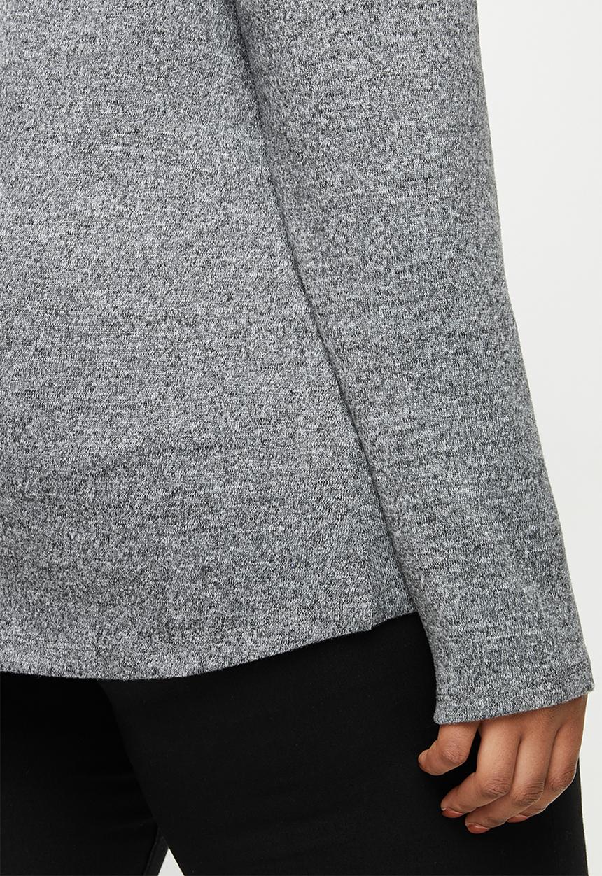 edit Plus - Ll soft touch cowl neck top - charcoal