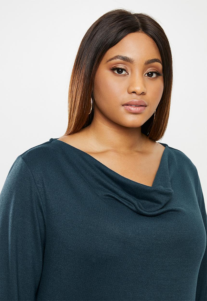 edit Plus - Ll soft touch cowl neck top - teal
