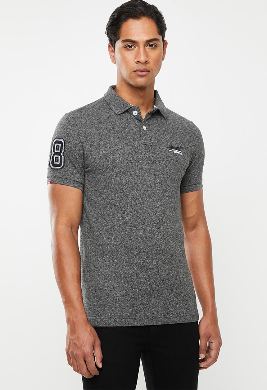 Superdry. - Classic pique short sleeve polo tee - grey