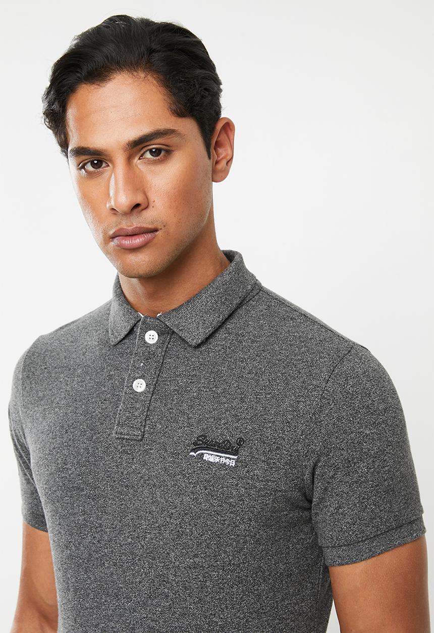 Superdry. - Classic pique short sleeve polo tee - grey