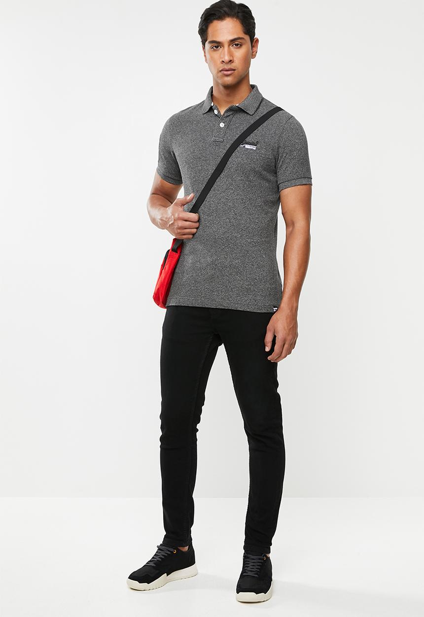 Superdry. - Classic pique short sleeve polo tee - grey