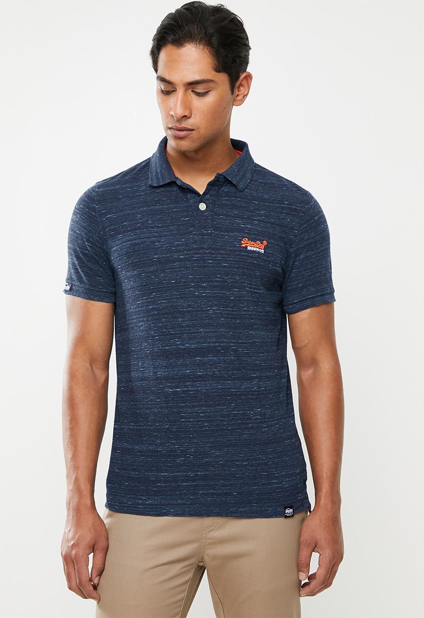 Superdry. - Orange label jersey polo tee - navy