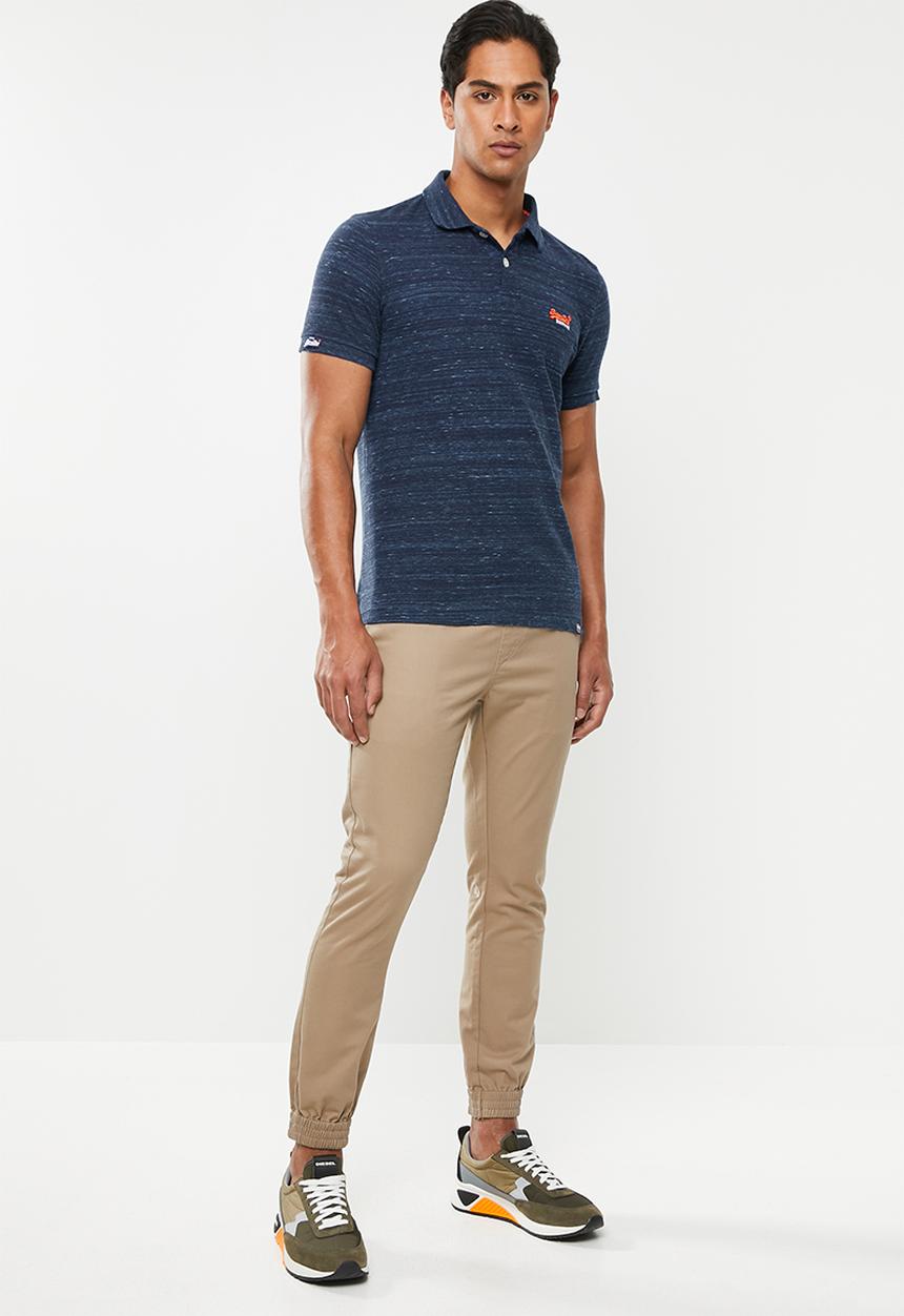 Superdry. - Orange label jersey polo tee - navy