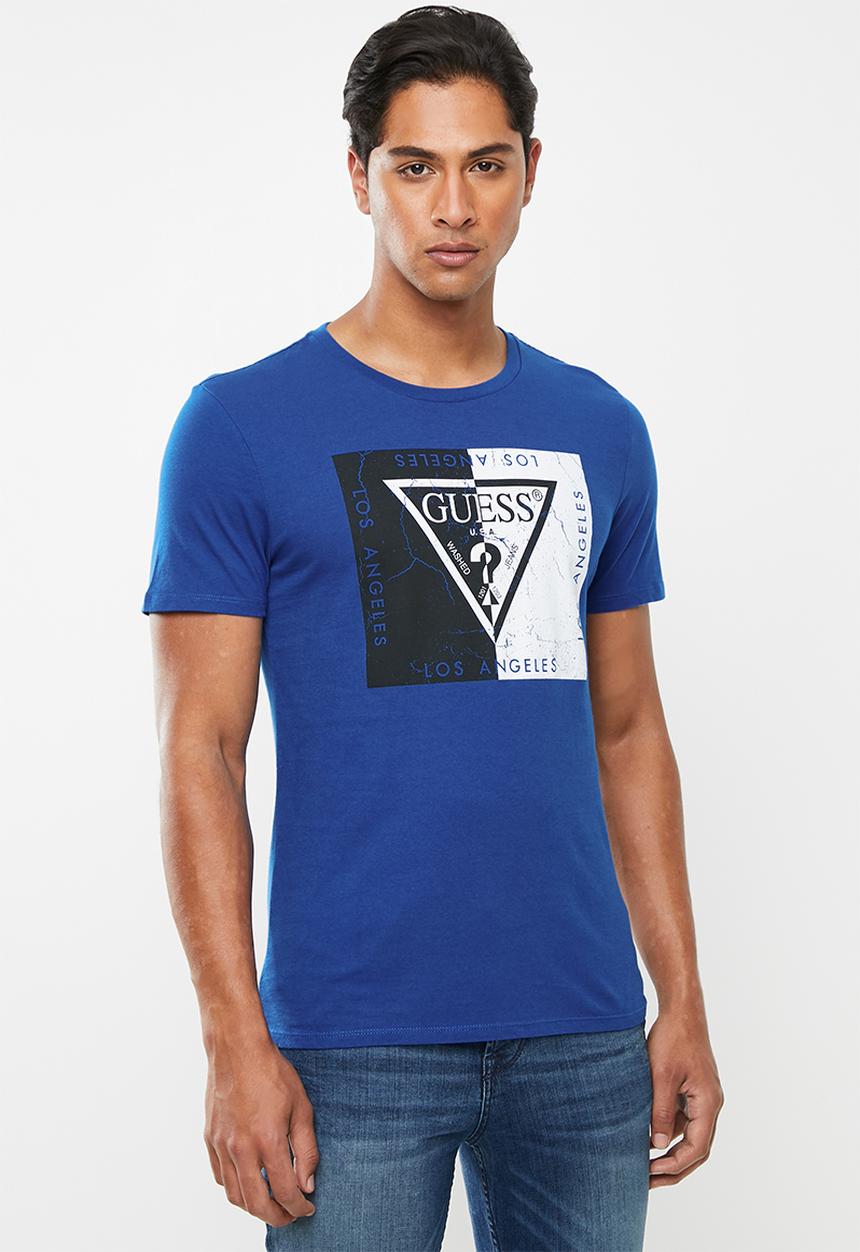 GUESS - Guess short sleeve 2 tone print tee - blue 