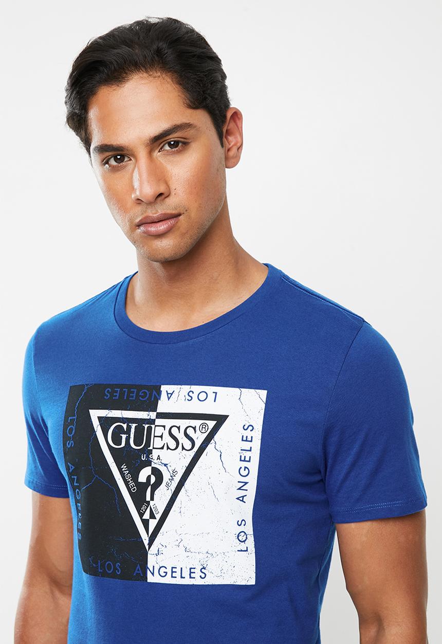 GUESS - Guess short sleeve 2 tone print tee - blue 