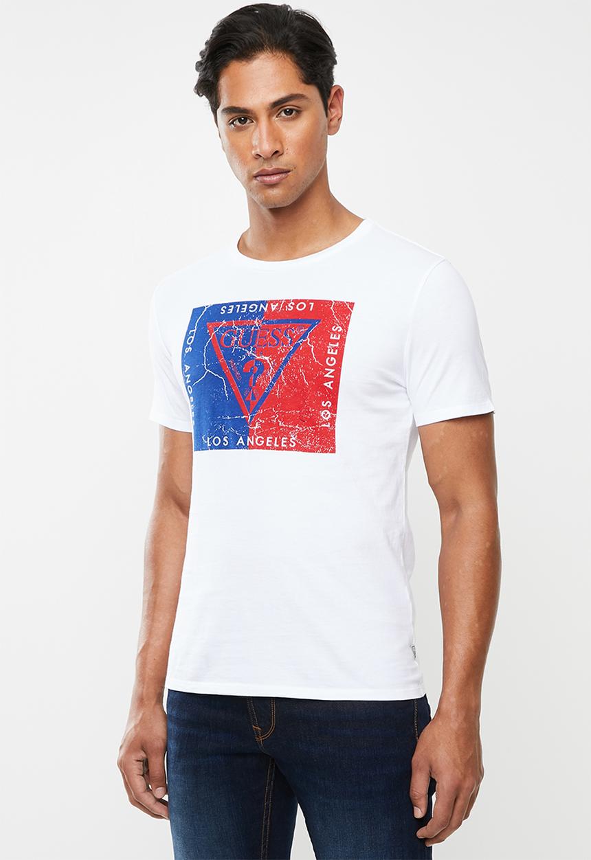 GUESS - Guess short sleeve 2 tone print tee - white